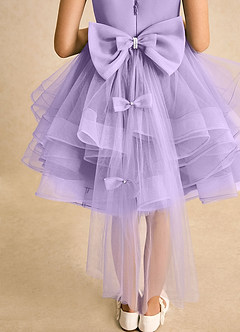 Azazie Tinie Abiti da Ragazza di Fiori Abito Principessa in Tulle Fiocco Lilla image7