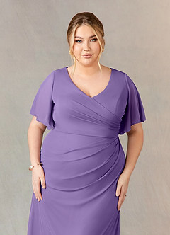 Azazie Selah Mother of the Bride Dresses Tahiti A-Line V-Neck ruched Mesh Dress image9