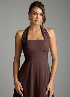 Azazie Tamira Bridesmaid Dresses Ganache A-Line Pleated Chiffon Convertible Dress image6