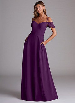 Azazie Marley Bridesmaid Dresses Grape A-Line Off the Shoulder Chiffon Convertible Dress image1