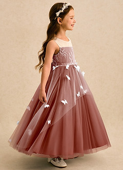 Azazie Mariposa Flower Girl Dresses Auburn Ball-Gown Lace Tulle Dress image1