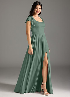 Azazie Bondi Robes de demoiselle d'honneur Robe Trapèze en Maille Rayé Eucalyptus image6