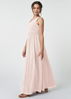Azazie Kora Junior Rose Petal A-Line Pleated Chiffon Dress image3