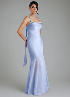 Azazie Piper Robes de demoiselle d'honneur Robe Sirène en Satin extensible Plissée Eis image8