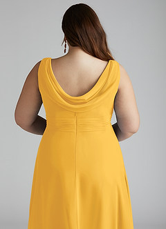 Azazie Karina Bridesmaid Dresses Marigold A-Line Pleated Chiffon Dress image10