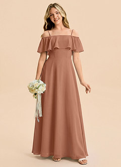 Azazie Maggie Junior Bronzer A-Line Off the Shoulder Chiffon Dress image5