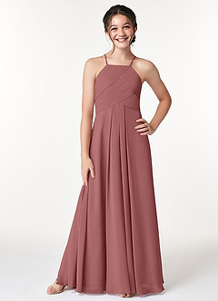 Azazie Ginger Junior Amethyst A-Line Pleated Chiffon Dress image1