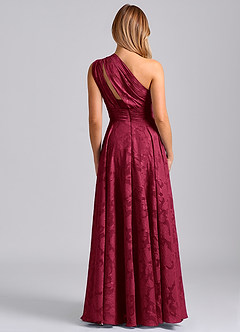 Azazie Charlize Brautjungfernkleider A-Linie One-Shoulder Blumen-Burnout Kleid Burgunderrot image2