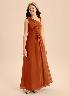 Azazie Brooke Junior Paprika A-Line Side Slit Chiffon Dress image5