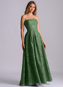 Azazie Lucienne Bridesmaid Dresses Eucalyptus A-Line Strapless Floral Burnout Dress image3