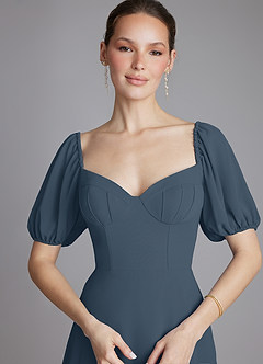 Azazie Fatima 신부 들러리 드레스 A라인 포켓이 있는 쉬폰 바닥 길이 드레스 image3