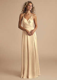 Azazie Davis Bridesmaid Dresses Gold A-Line Pleated Metallic Satin Dress image6