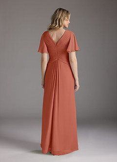 Azazie Morning Glory Mother of the Bride Dresses Clay A-Line V-Neck Ruched Chiffon Dress image2