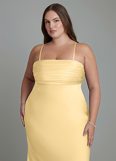 Azazie Saylor Vestidos de damas de honor Vestido Butter de Satén Elástico de Corte Sirena con Palabra de honor image17