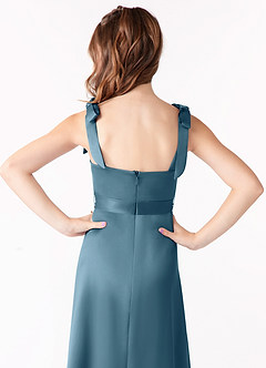 Azazie Barbara Junior Bermuda A-Line Bow Stretch Satin Dress image4