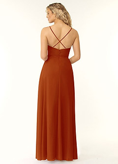 Azazie Naeem Bridesmaid Dresses Paprika A-Line V-Neck Ruffle Chiffon Dress image2