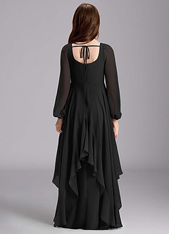 Azazie Clara Junior Abito A-Line in Chiffon Blusa Nero image2