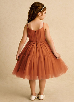 Azazie Osea Flower Girl Dresses Cinnamon Ball-Gown Pleated Tulle Dress image2