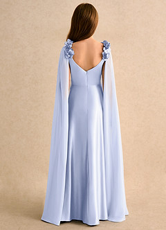 Azazie Rosita Girls Formal Robe Demoiselle D'honneur Fillette Robe Trapèze en Mat Satiné Plissée Lavande image2