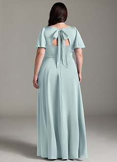 Azazie Kimber Bridesmaid Dresses Mist A-Line Ruched Stretch Satin Dress image2