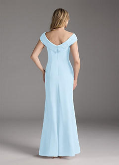 Azazie Cupid Mother of the Bride Dresses Sky Blue A-Line Boatneck Lace Chiffon Dress image5