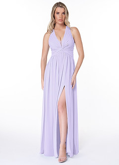 Azazie Jaclyn Brautjungfernkleider A-Linie Plissee Chiffon Kleid Flieder image1