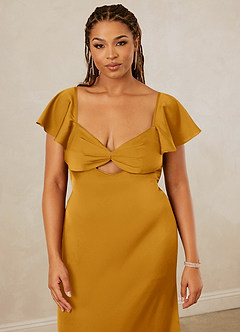 Christian Siriano Bridal for Azazie 1005 Brautjungfernkleider Etui Herzausschnitt Stretch-Satin Kleid Butterscotch image14