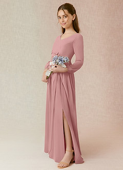 Azazie Angelica Junior Jurk van Chiffon met A-Lijn Geplooid Stoffige Roos image3