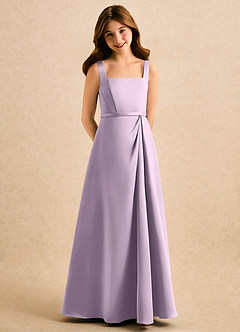 Azazie Emiko Girls Formal vestidos de niña de las flores Vestido Lila Esmerilada de Satin Mate de Línea A con Plisado image1