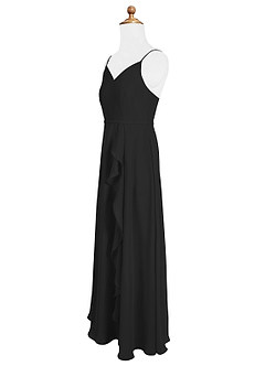 Azazie Naeem Junior Black A-Line Ruched Chiffon Dress image6