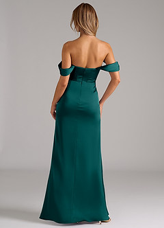 Azazie Johana Brautjungfernkleider Wandelbar Meerjungfrau-Linie Schulterfrei Stretch-Satin Kleid Pfau image4