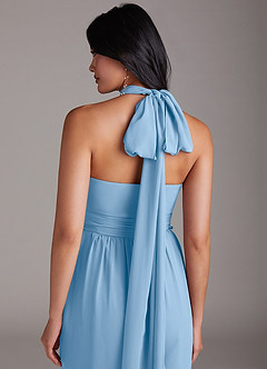Azazie Lamara Robes à essayer chez vous Combinaison Convertible en Mousseline de soie Épaule décolletée Bleu Poussiéreux image10