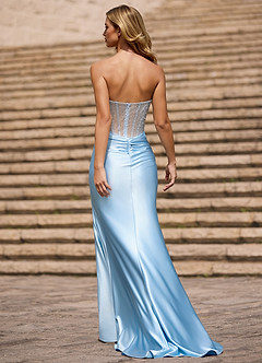 Glint Light Blue Asymmetrical Rhinestone Prom Dress image2