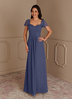 Azazie Gwenyth Mother of the Bride Dresses Stormy A-Line Lace Chiffon Dress image3