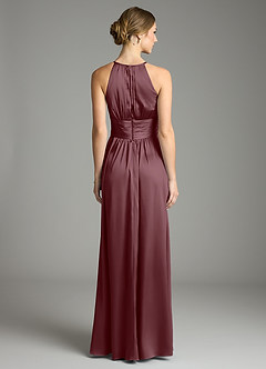 Azazie Bonnie Vestidos de damas de honor Vestido de Sangrado de Satén Elástico de Corte en A con Plisado image5