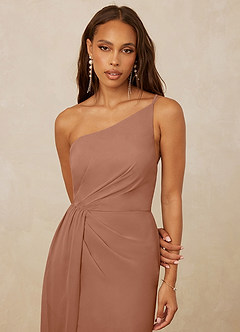 Christian Siriano Bridal for Azazie 1003 Brautjungfernkleider Etui One-Shoulder Chiffon Kleid Bronzer image4
