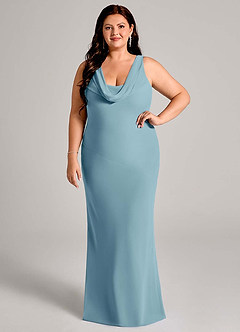 Azazie Rylina Bridesmaid Dresses Moody Blue Mermaid Pleated Chiffon Dress image7
