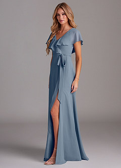 Azazie Lainey Bridesmaid Dresses Twilight A-Line with Pockets Chiffon Dress image4