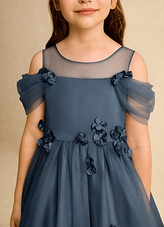 Azazie Juni Flower Girl Dresses Neptune Ball-Gown Pleated Tulle Dress image9