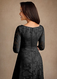 Azazie Durant vestidos de madre de la novia Vestido de Negro de Devorado Floral de Corte en A con Plisado image5