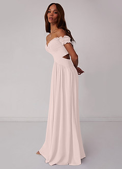 Barbie ♥ Azazie Bridesmaid Dresses Rose Petal A-Line Off the Shoulder Chiffon Convertible Dress image4