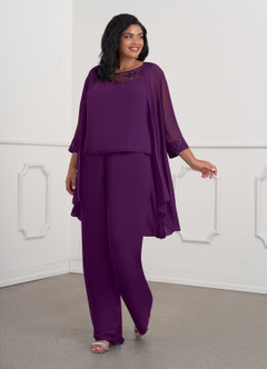 Azazie Maura Mother of the Bride Dresses Grape Jumpsuit/Pantsuit Sequins Chiffon Dress image6