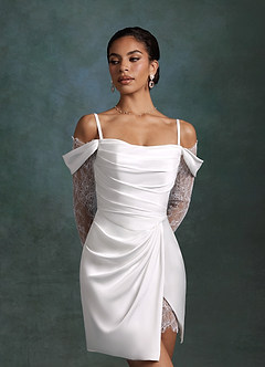 Azazie Alesya Wedding Dresses Diamond White A-Line Sweetheart Neckline Lace Dress image7