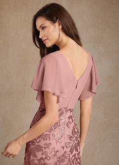 Azazie Fallon Mère de la mariée Robes Robe Trapèze en Dentelle Plissée Rose Poussiéreuse image7