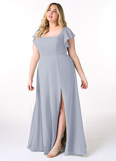 Azazie Bondi Bridesmaid Dresses Dusty Lavender A-Line Ruffled Chiffon Dress image9