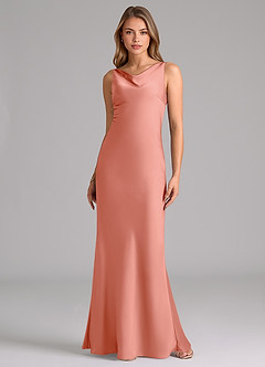 Azazie Allettie Brautjungfernkleider Meerjungfrau-Linie Stretch-Satin Kleid Koralle image6
