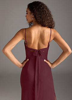 Azazie Mai Bridesmaid Dresses Cabernet Sheath Pleated Mesh Dress image6