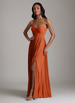 Azazie Akiko Bridesmaid Dresses Burnt Orange A-Line Sweetheart Neckline Chiffon Dress image4