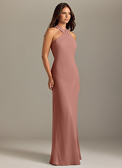 Azazie Doretta Bridesmaid Dresses Cedar Rose Mermaid Pleated Chiffon Dress image3