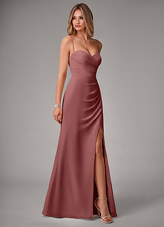 Azazie Haisley Jurken voor bruidsmeisjes Converteerbaar Jurk van Chiffon met Kolom Off the Shoulder Amethist image6